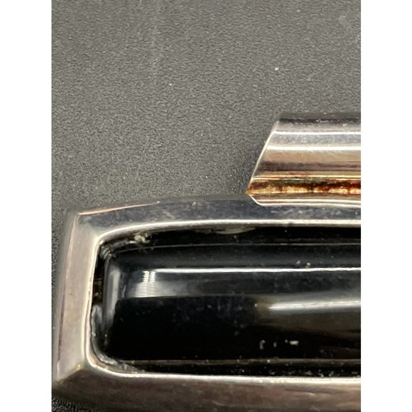 Rectangular Silvertone Black Resin Pendant Length 2.25 Inches - Picture 3 of 8